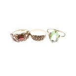 Three assorted 9ct gold dress rings, 4.5g gross approx (3)