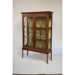 Edwardian mahogany and string inlaid display cabinet, 115cm wide