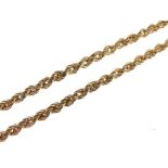 Yellow metal rope-link necklace stamped 9k, 42cm long, 4.5g approx