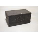 Late 19th/early 20th Century black-painted pine trunk or bedding chest, 96.5cm wide