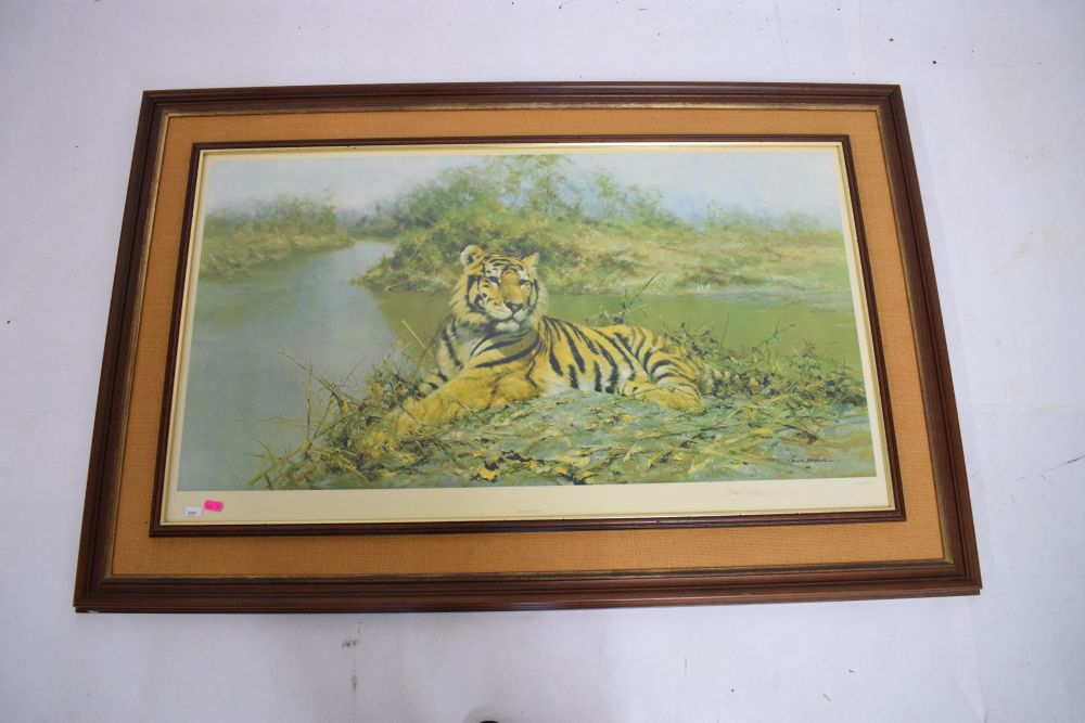 David Shepherd - Signed print - Tiger in the Sun, 50cm x 93cm, framed - Image 3 of 5