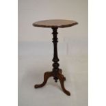 Victorian walnut and burr walnut veneered tripod table, 44cm wide