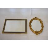 Brass framed cheval mirror and two other gilt framed mirrors