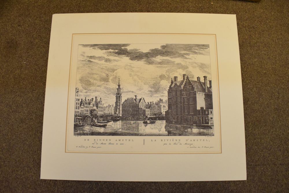 Collection of old reproduction Dutch prints of Amsterdam after Fouquet, four framed - Image 3 of 7