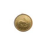 Gold Coin - South Africa 2 Rand 1972, in yellow metal frame, 8.8g approx