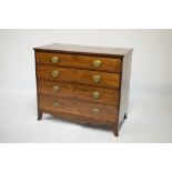 19th Century mahogany and string inlaid chest of four long drawers, 97cm wide