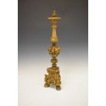 Reproduction gilt finish lamp base, 60cm high excluding fittings