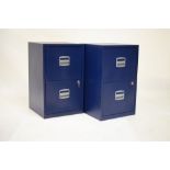 Pair of two drawer metal filing cabinets with keys