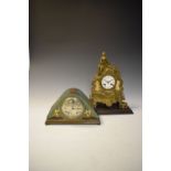 Early 20th Century Chinoiserie mantel clock, 27cm wide x 16cm high, together with a gilt spelter