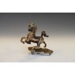 Art Deco design chrome mascot of a rearing horse, 13cm high