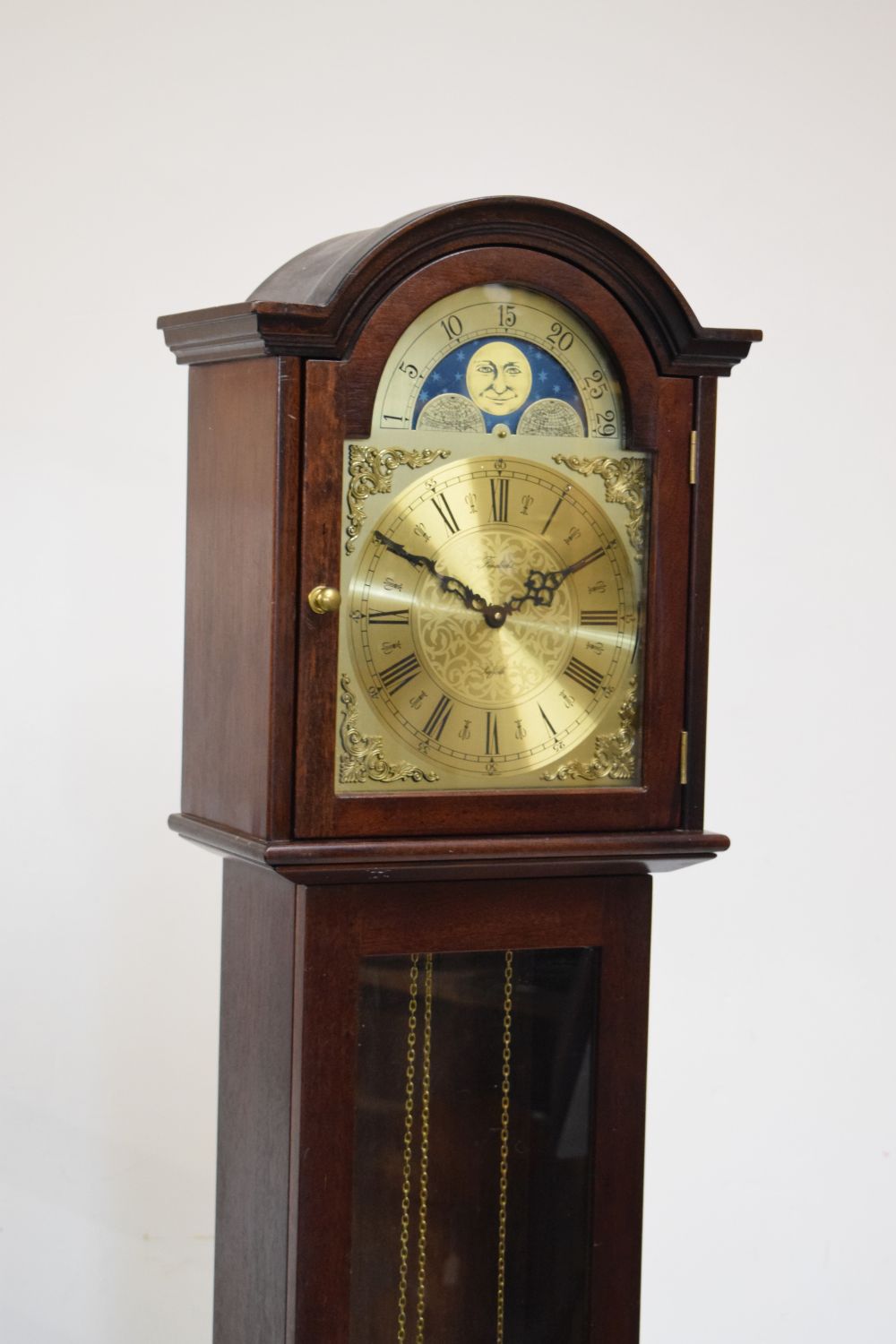 Reproduction mahogany cased chiming grandmother clock by Fenclocks, Suffolk, 179.5cm high - Image 2 of 6