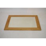 Good quality rectangular oak framed bevelled glass mirror, 76cm x 104cm overall