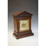 Winterhalder & Hofmeier - Early 20th Century German oak-cased mantel clock, 41cm high