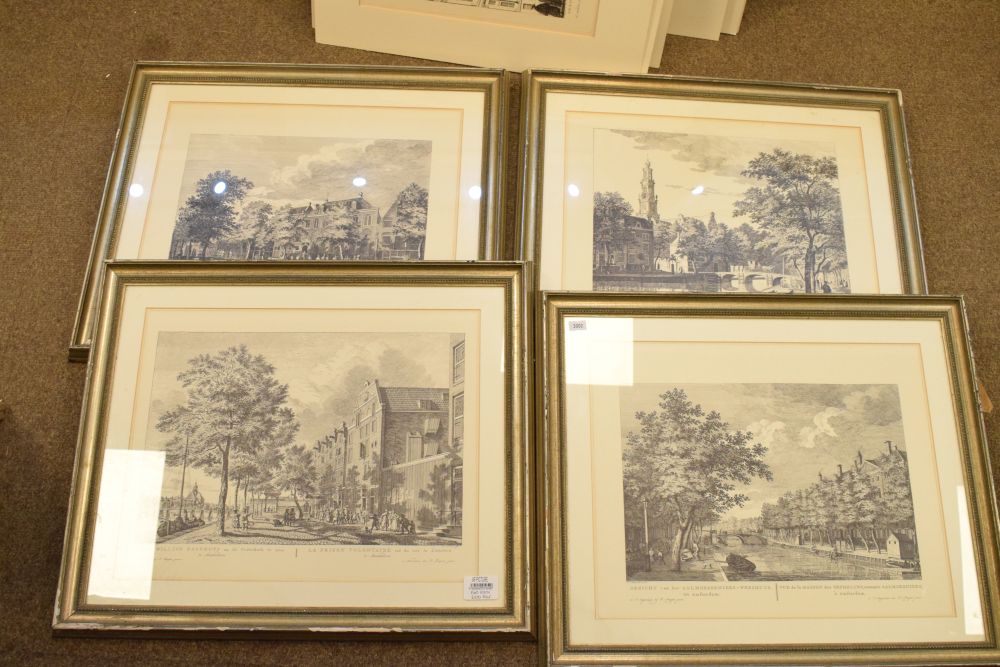 Collection of old reproduction Dutch prints of Amsterdam after Fouquet, four framed - Image 7 of 7