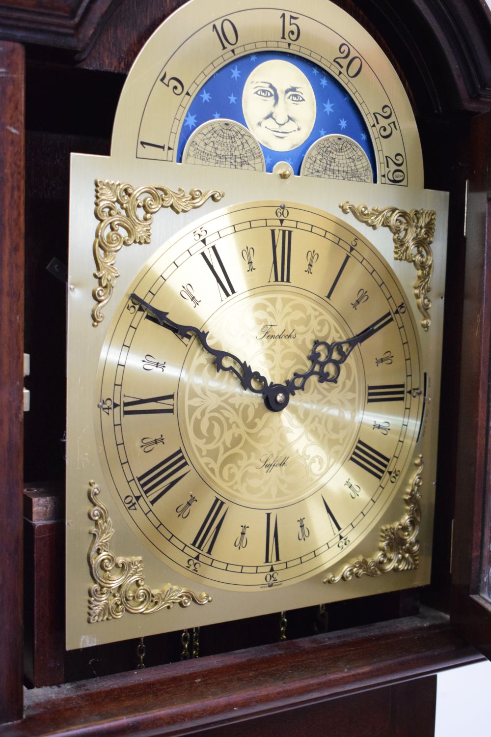 Reproduction mahogany cased chiming grandmother clock by Fenclocks, Suffolk, 179.5cm high - Image 4 of 6