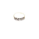 Yellow metal and five stone diamond dress ring, size Q½, 2.4g gross approx