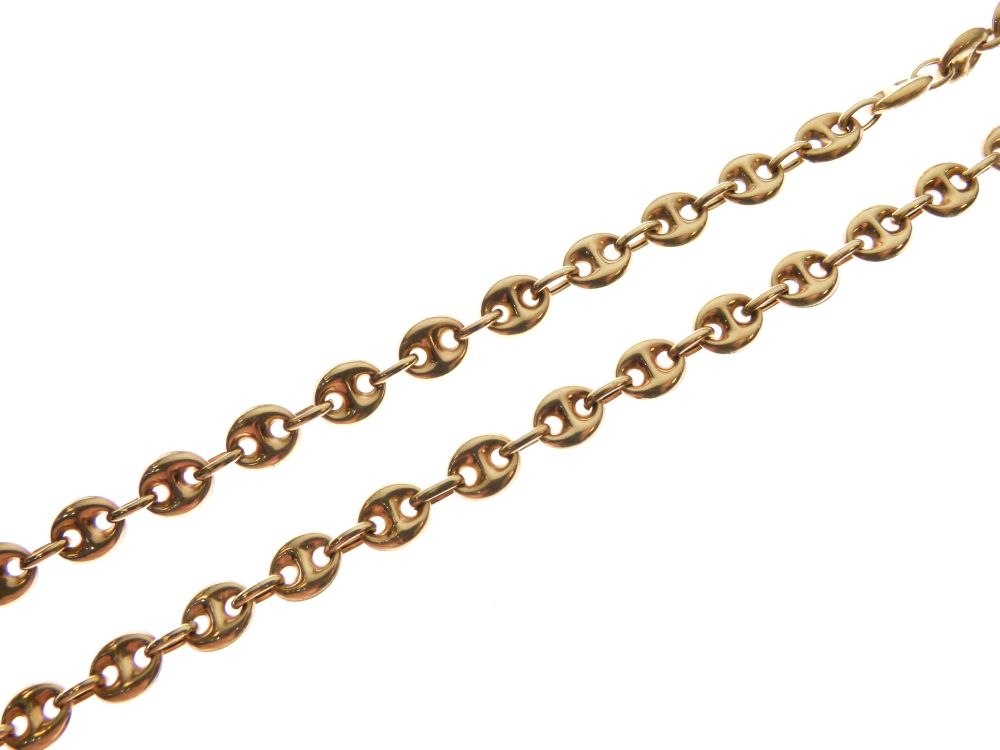 Yellow metal fancy-link necklace stamped 750, 60cm long, 22.5g approx - Image 2 of 4