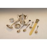 Assorted small silver to include; George V silver two-handled trophy cup, 12cm high, silver-
