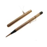 Sampson Mordan & Co - 9ct gold retractable pencil, 11cm long, together with another similar outer