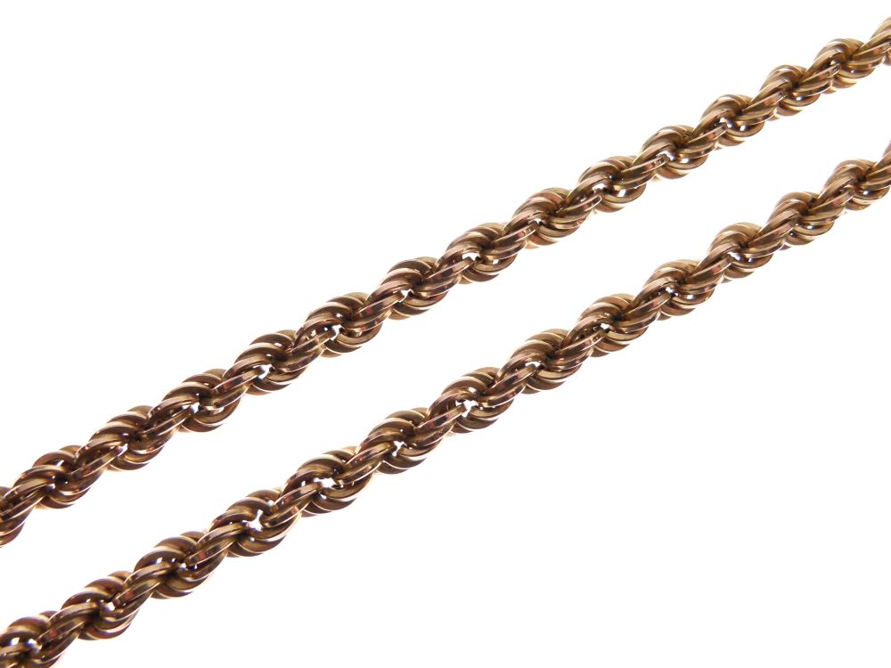 Yellow metal rope-link necklace stamped 9k, 56cm long, 30.2g approx - Image 2 of 4