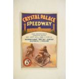 Speedway Interest - Crystal Palace program for 27th September 1930 'Big Six Contest Australia versus
