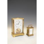 Miniature brass-cased 'Mignonette' carriage clock by Angelus, 11-jewel timepiece movement, 6cm