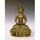 Tibetan bronze figure of a seated Bodhisattva, 17.5cm high