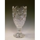 Waterford crystal cut glass vase, etched mark to base, 34cm high