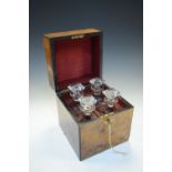 Victorian walnut cased four bottle decanter carrier having inset brass hinged handle, 24cm high