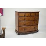 Victorian mahogany bowfront chest of two short over three long drawers, 119cm wide