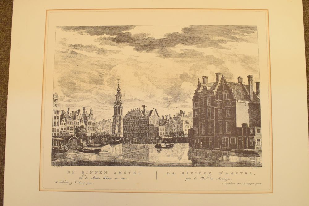 Collection of old reproduction Dutch prints of Amsterdam after Fouquet, four framed - Image 2 of 7