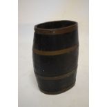 Brass-bound oak barrel, 45.5cm high