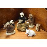 Assorted porcelain animals, mainly Russian to include; Lomonosov, tallest 14.5cm (7)