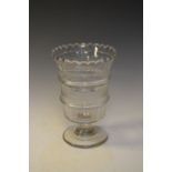 Early 19th century glass vase with lobed rim over hobnail-cut frieze between moulded banding and