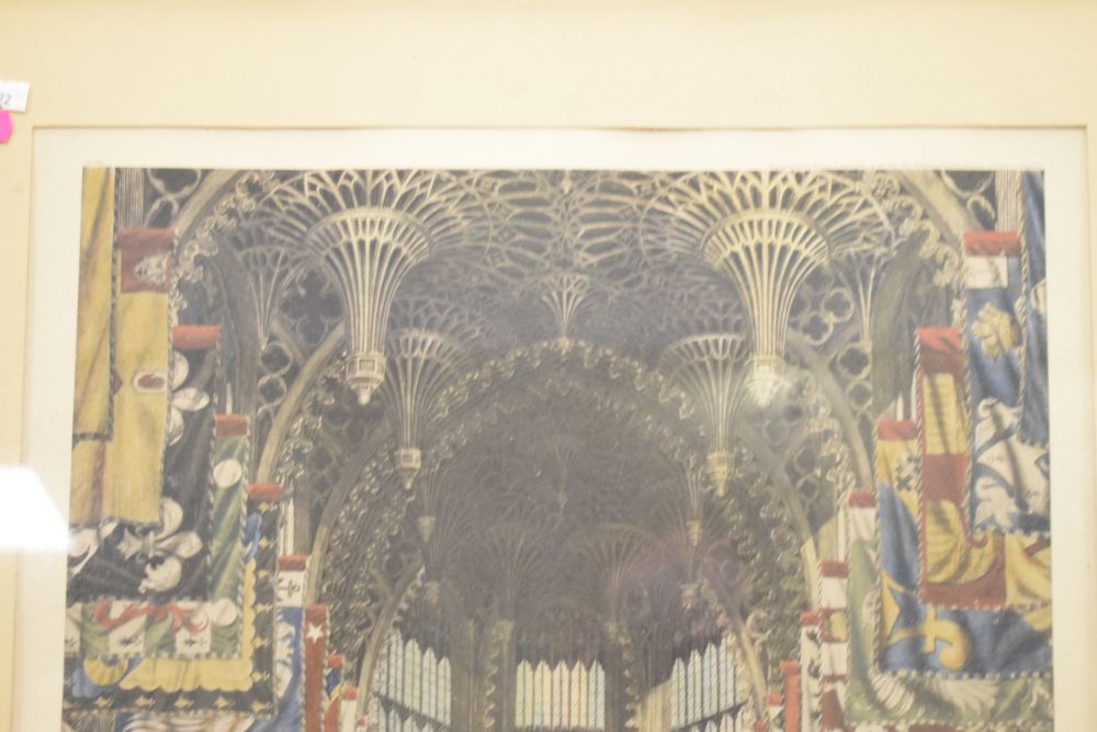 Coloured lithographic print - King Henry III Chapel, Westminster Abbey, Lady Carleton, 60cm x - Image 4 of 4