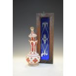 Bohemian glass decanter with stopper and a glass panel, 25cm high