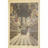 Coloured lithographic print - King Henry III Chapel, Westminster Abbey, Lady Carleton, 60cm x
