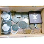 Coins - Assorted UK coins and medallions to include; 1797 cartwheel tuppence, cartwheel pennies,