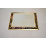 Wall mirror with bevelled plate, within William Morris pattern frame border, 53cm wide x 64cm high