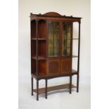 Early 20th Century mahogany bowfront display cabinet, raised on square tapered supports, 118cm wide