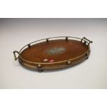 Victorian oak and silver-plated oval galleried tray, 55cm wide