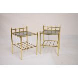 Pair of tubular brass occasional tables, 42cm wide