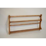 Ercol elm wall hanging shelves, 98cm wide