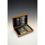 Cased set of mother-of-pearl handled tea knives