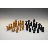 Early 20th Century turned boxwood chess pieces, the Queen measuring 10cm high