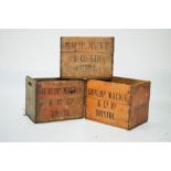 Three Dunlop Mackie & Co Bristol Wines & Spirt Merchants wooden crates