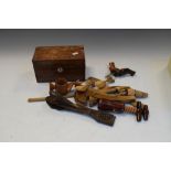 Assorted woodenwares to include; tea caddy, nut crackers, salad servers, etc
