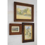 Harriet S. Adkins (early 20th Century) - Three framed watercolours, comprising a village street,