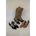 Two pairs of early to mid 20th Century ladies dress shoes and a pair of lace-up boots (3)
