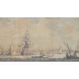 After Willem Van der Velde (late 17th Century) - Coloured lithograph print, Shipping engaged in a